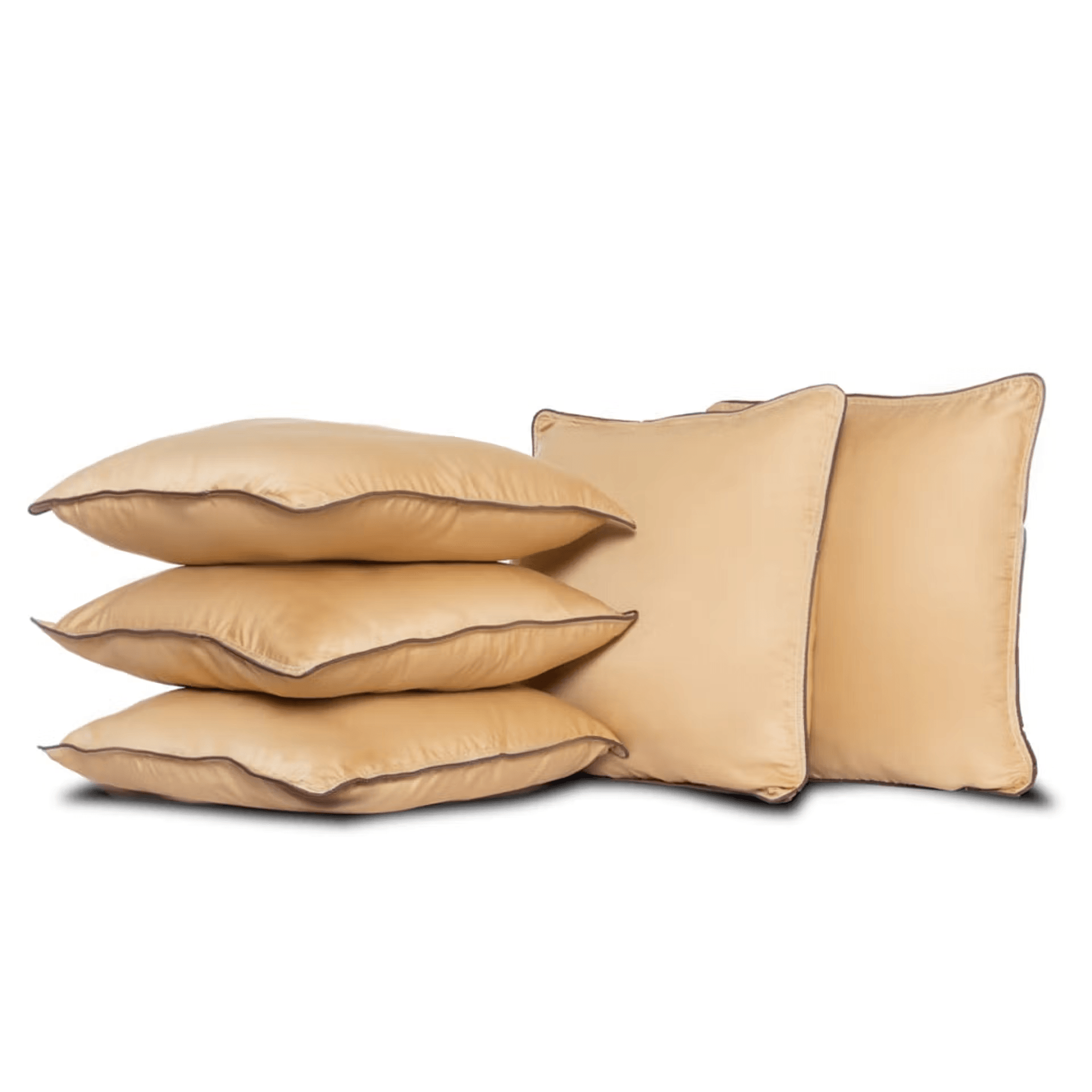Cushion | Pack of 5 | 16x16 Inch | Hollow Fiber Filling | Use With or Without Cover | For Sofa & Bed | Gentle Machine Wash | Beige